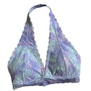 Gilly Hicks Lightly Padded Pastel Lace Romantic Halter Bralette S